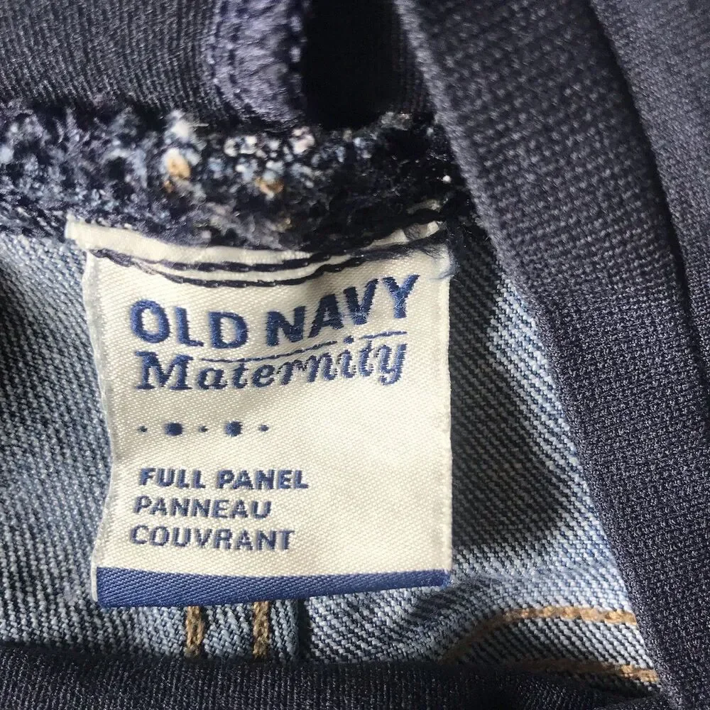 Old Navy Maternity Jeans Dark Wash Stretch Full Panel Skinny SZ 6 Distressed 30”
